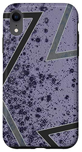 iPhone XR Purple  and  Violet Abstract Geometric Lines   Grunge Pattern Case