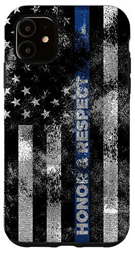 iPhone 11 Blue Line Flag - Back the Blue - Honor and Respect Case