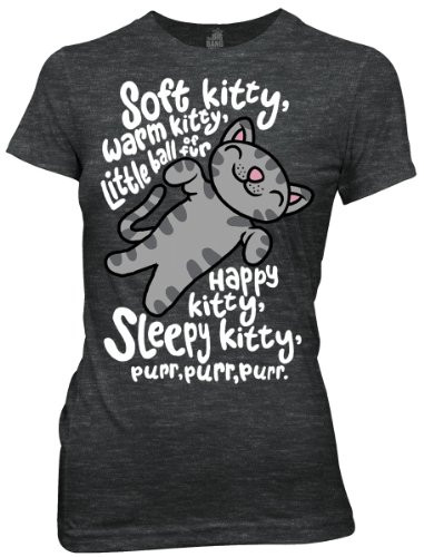 Big Bang Theory Soft Kitty Junior T-Shirt Tee Charcoal Heather  Large
