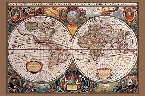 Laminated 17th Century World Map History Chart Print Poster 24x36