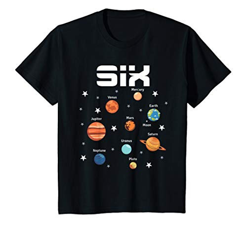 Kids 6 Year Old Outer Space Birthday Party Solar Planets 6th Gift T-Shirt