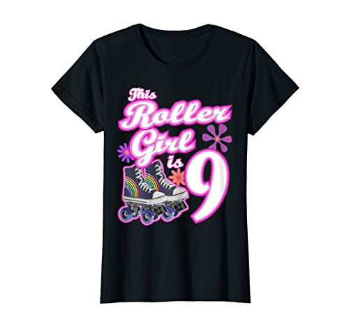 9 Year Old Skate Birthday Roller Girl Skating Theme 9th Gift T-Shirt