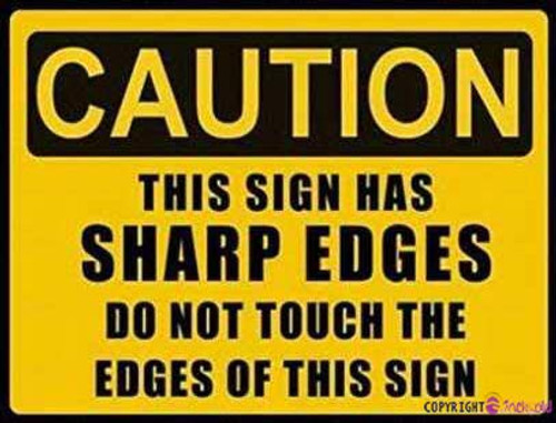 New Street Metal Tin Sign Humour Decorative Caution Sharp Edges Safety Indoor and outdoor road decoration safety warning tin signs prompt aluminum signs 8 x 12 inches