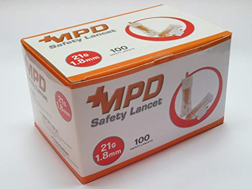 MPD Safety Lancet 21G x 1.8mm 100 Count