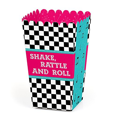 50's Sock Hop - 1950s Rock N Roll Party Favor Popcorn Treat Boxes - Set of 12 50's Sock Hop - 1950s Rock N Roll Party Favor Popcorn Treat Boxes - Set of 12