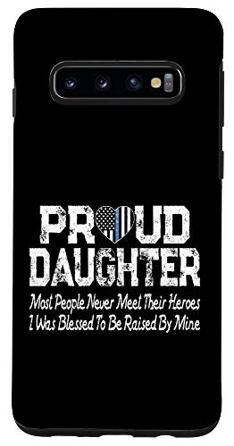 Galaxy S10 Proud Daughter Thin Blue Line Flag Heart Police Support Case
