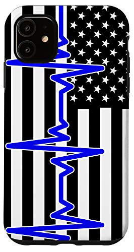 iPhone 11 Thin Blue Line American Flag Gift for Law Enforcement LEO Case