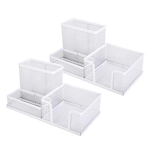 VANRA Metal Mesh Desk Supply Organizer Office Supply Caddy Pen Holder Pencil Cup Desktop Storage Organizer  2 White