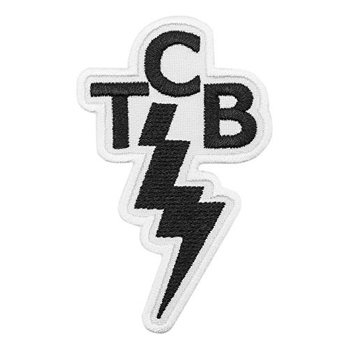 Elvis TCB Patch - Taking Care of Business - Black and White - Elvis Presley TCB Lightening - Iron On Embroidery - Size 2.2 x 3.5 inches Elvis TCB Patch - Taking Care of Business - Black and White - Elvis Presley TCB Lightening - Iron On Embroidery - Size 2.2 x 3.5 inches
