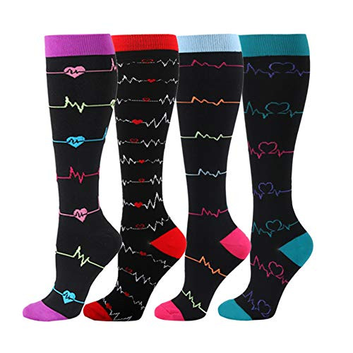 HLTPRO Compression Socks for Women Circulation - 4 Pack for Nurse Medical Running Flight HLTPRO Compression Socks for Women Circulation - 4 Pack for Nurse Medical Running Flight