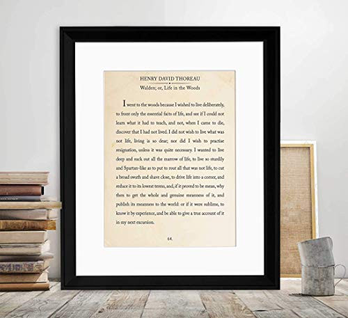 Thoreau Book Page Style Literary Quote Print. Fine Art Paper Laminated or Framed. Multiple Sizes Available