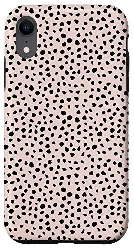 iPhone XR Dalmatian Pattern Brush Stroke Black Spots Beige Case