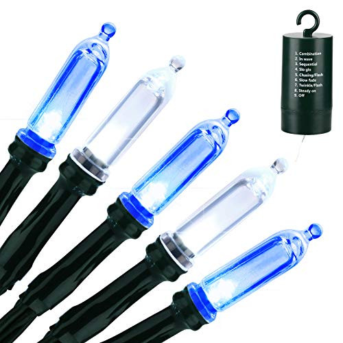 Battery String Lights 33ft 100 LED Mini String Lights with 8 Modes  and  Timer Waterproof Battery Operated Fairy Lights for Garden Party Holiday Patio Christmas Decorations White Blue