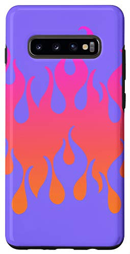 Galaxy S10plus  Y2K Aesthetic Hot Pink Orange Purple Flames 90s Tribal Case