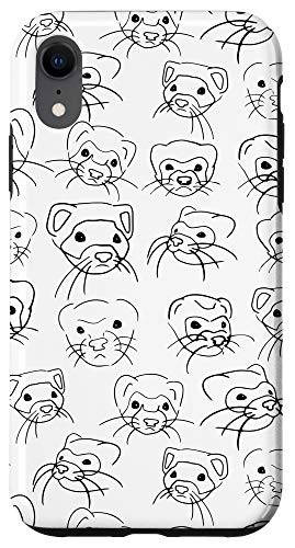 iPhone XR Ferret Line Art Sketch White Case