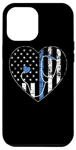 iPhone 12 Pro Max Nurse Thin Blue Line Police Force American Flag Hero Case