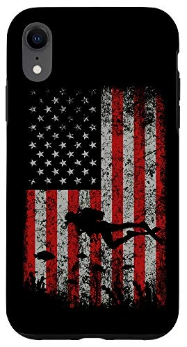 iPhone XR Patriotic AMERICAN FLAG Scuba Diving Gifts for Diver Case