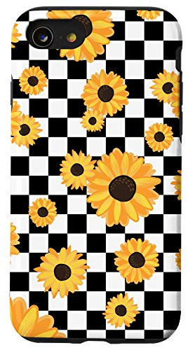 iPhone SE  2020    7   8 Black White Checkerboard Sunflower Cute Checkered Girl Gift Case