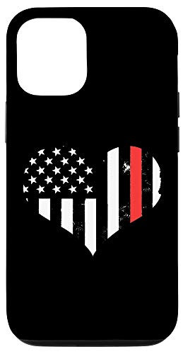 iPhone 12 12 Pro USA Flag Heart Firefighter Thin Red Line Fireman Gift Case