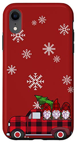iPhone XR Christmas Phone Case Red Buffalo Plaid Three Gnomes Truck Case