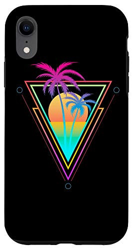 iPhone XR Retro 1980s 1990s Vaporwave Palm Trees Sunset Beach Surf Art Case