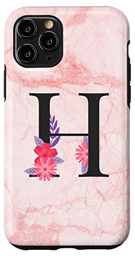 iPhone 11 Pro Capital H Cool Name Monogram Flowers Girly Initial Letter Case