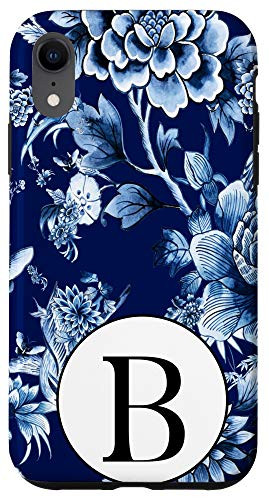 iPhone XR Indigo Blue Chinoiserie Pattern Monogram Initial Letter  inchB inch Case