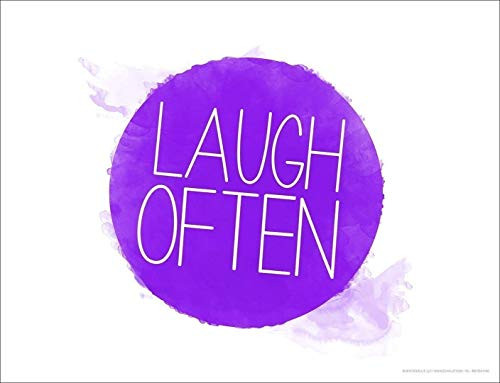 Laugh Often Watercolor Inspirational Quote Poster. Fine Art Paper Laminated or Framed. Multiple Sizes Available for Home Office or School.