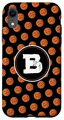 iPhone XR Cute Girls Basketball Monogram Letter B Initial Polka Dot Case