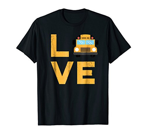 Love School Bus Driver Typography Gift T-Shirt