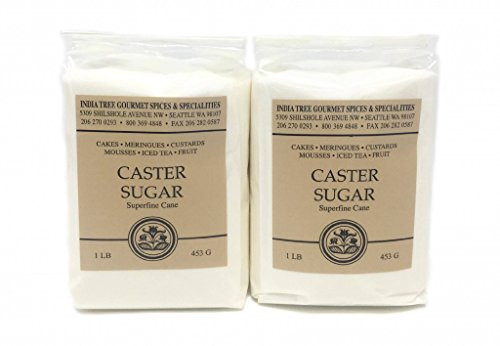 Superfine White Caster Bakers Sugar. Quick Dissolve Grains Extra Ultra Fine Ground Sugar for Baking. 2 Packs of 1 Pound Bags.