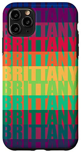 iPhone 11 Pro Max Brittany Girls Name Retro Vintage Rainbow Stripes Colorful Case