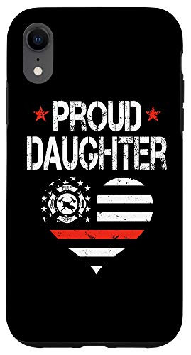 iPhone XR Firefighter Daughter Red Line US Flag Heart Case