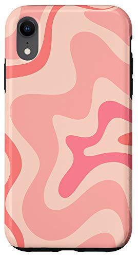 iPhone XR Retro Liquid Swirl Abstract Pattern in Pink and Blush Case