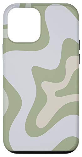 iPhone 12 mini Retro Liquid Swirl Abstract Pattern in Sage Green Case