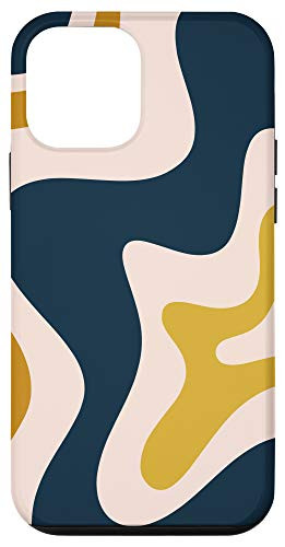 iPhone 12 mini Retro Liquid Swirl Abstract Pattern in Blush Navy Mustard Case