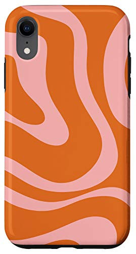 iPhone XR Modern Liquid Swirl Abstract Aesthetic Pattern Orange Pink Case