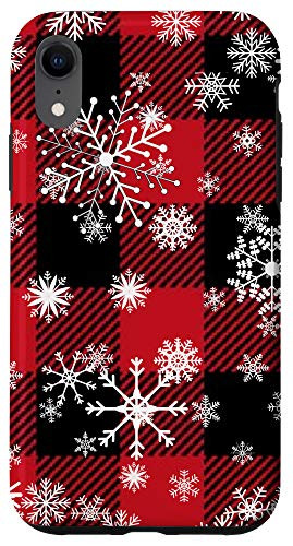 iPhone XR Snowflakes Red Black Winter Buffalo Plaid Christmas Phone Case