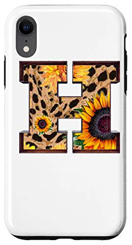 iPhone XR Letter H Leopard Cheetah Sunflower Decor Themed Decoration Case