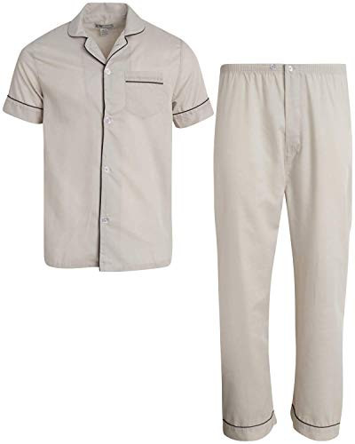 Ten West Apparel Mens 2-Piece Pajama Set with Short Sleeve Shirt and Long Pants Grey Size X-Large