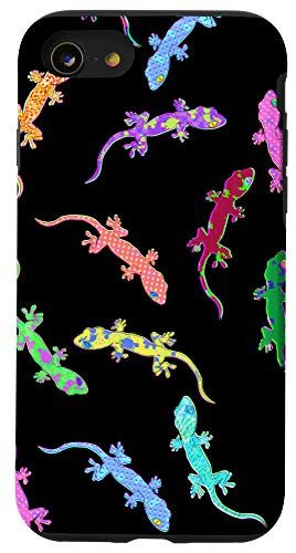 iPhone SE  2020    7   8 Aesthetic Vaporwave Gecko Pattern 80s style Cute Lizard Case