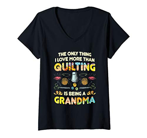 Womens Quilting Sewing Machine Funny Sew Grandma Sewer Quilter V-Neck T-Shirt Womens Quilting Sewing Machine Funny Sew Grandma Sewer Quilter V-Neck T-Shirt