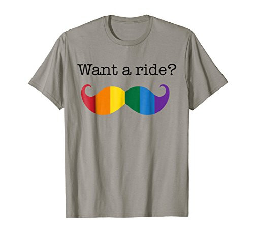 Want a Ride? Gay Pride Mustache T-shirt  gay flag shirt