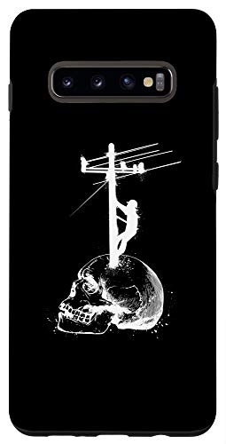Galaxy S10plus  Lineman Gifts Line Worker Pole Climber Skull Case