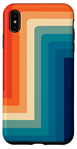 iPhone XS Max Vintage Line Pattern Red to Dark Blue Retro Design Case