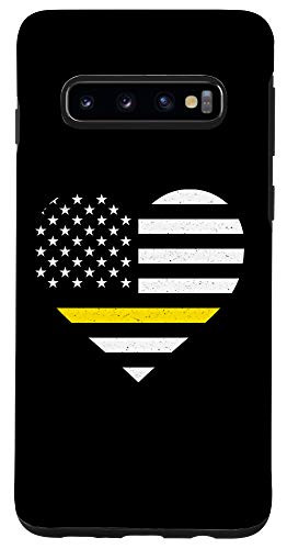 Galaxy S10 American Flag Thin Gold Line Heart 911 Dispatcher Case