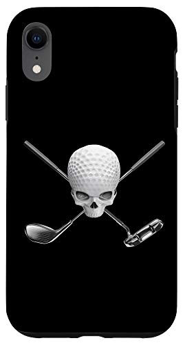 iPhone XR Golfer Golf Player Pirate Ball Skull  and  Crossed Clubs Black Case