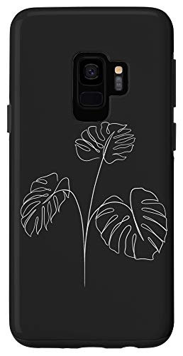 Galaxy S9 Minimal monstera plant leaf line art Case