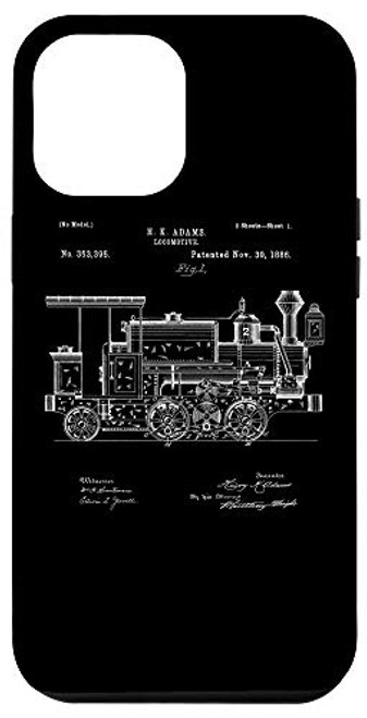 iPhone 12 Pro Max Vintage Patent Print 1886 Locomotive Steam Train Gift Case iPhone 12 Pro Max Vintage Patent Print 1886 Locomotive Steam Train Gift Case