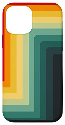 iPhone 12 mini Vintage Line Pattern Red to Gray Retro Design Case
